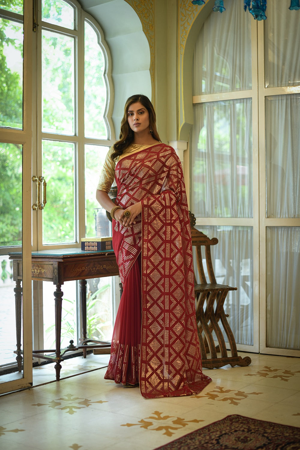 Buy Trendy Maroon Saree Online in India - JOSHINDIA – Joshindia