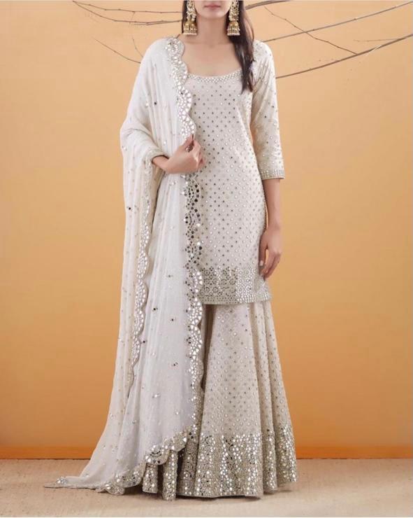 White fashion sharara suit