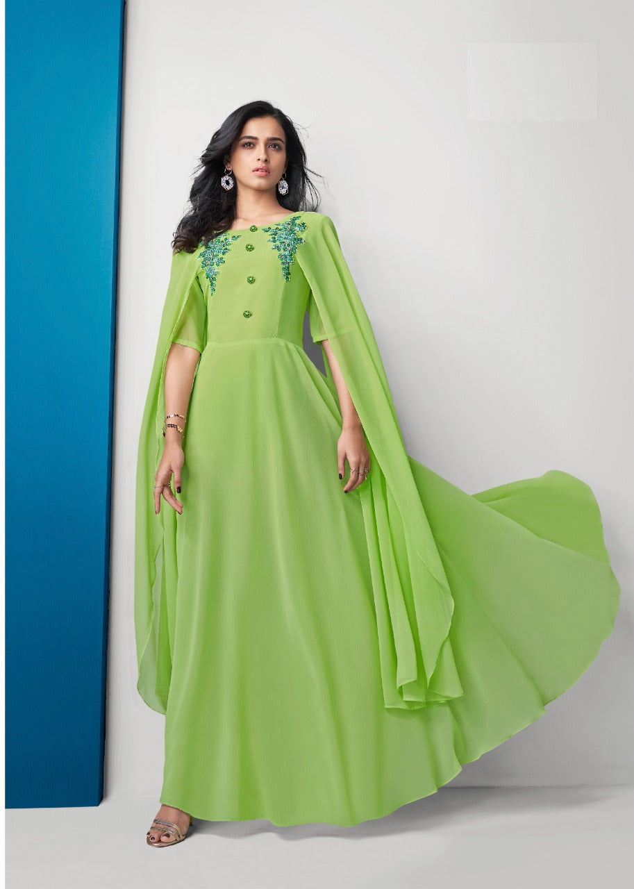 green beautiful georgette gown at affordable rate – Joshindia