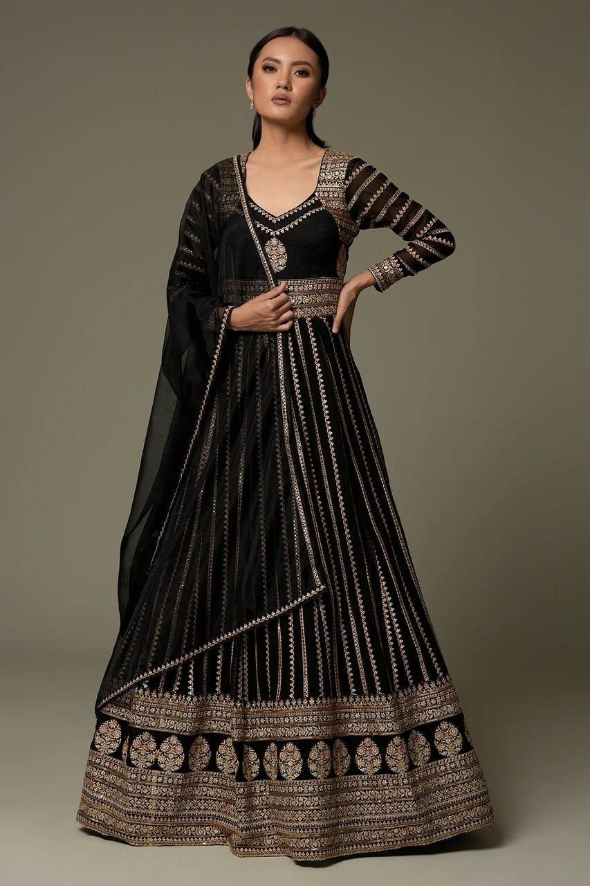 Black Color Beautiful Georgette Designer Gown Buy Now – Joshindia