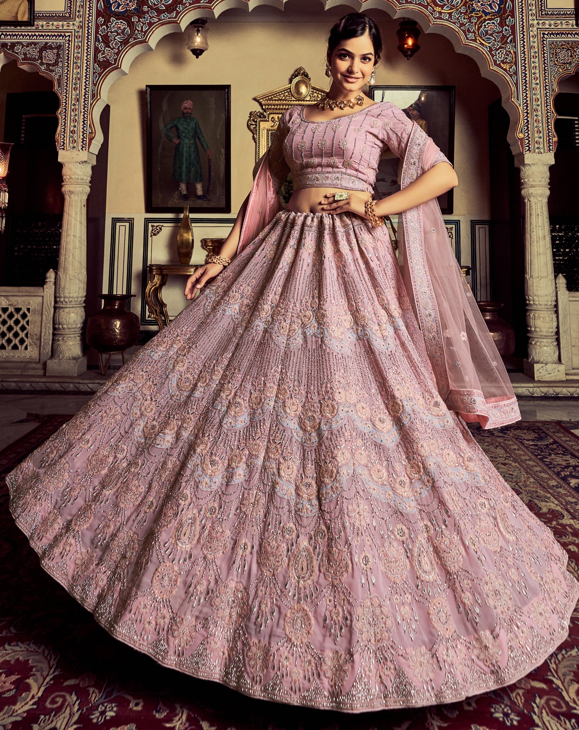Buy SAKA DESIGNS Girl Pink Lehenga Choli with Dupatta (Set of 3) online