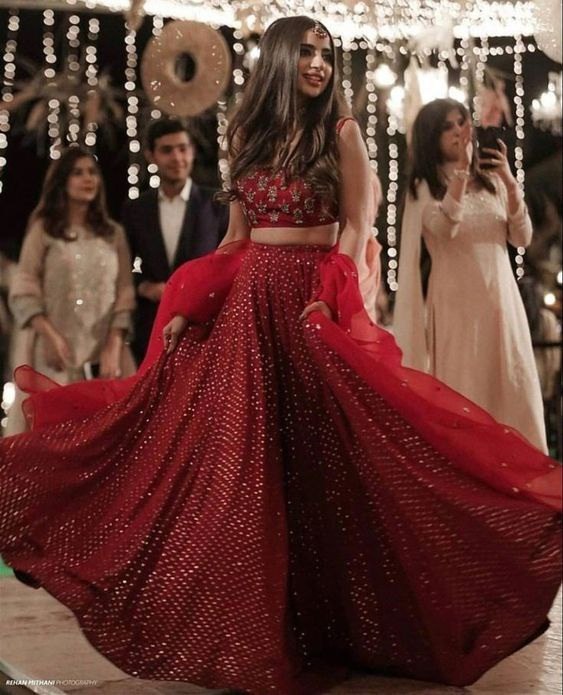 Buy Latest Indian Red Flared Lehenga Choli Online