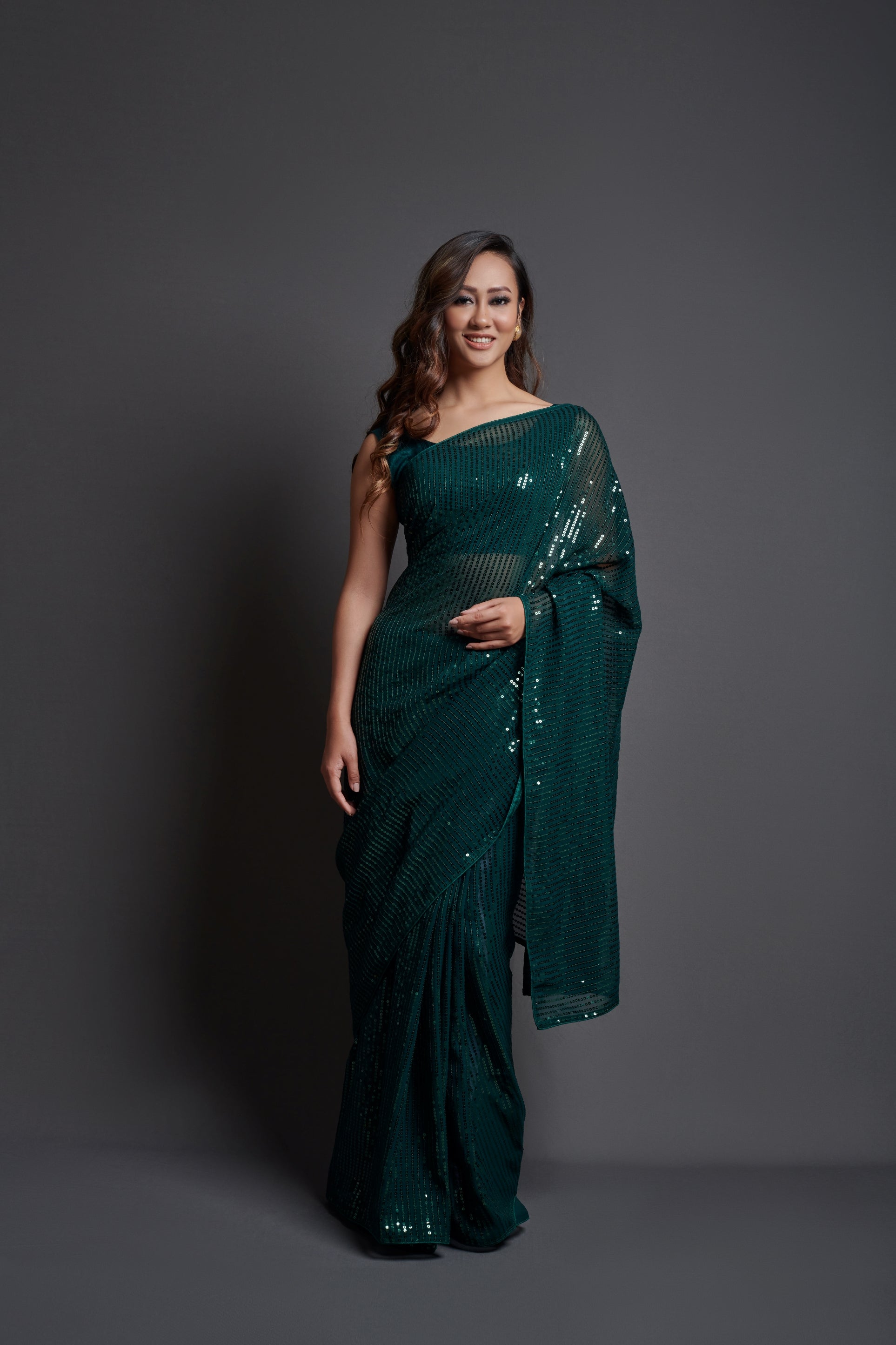 Buy Wine Color Georgette Sequin Saree with Blouse Online in USA – Pure  Elegance