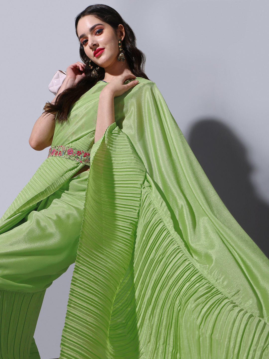 Buy Wedding Wear Pista Green Resham Work Net Saree Online From Surat  Wholesale Shop.