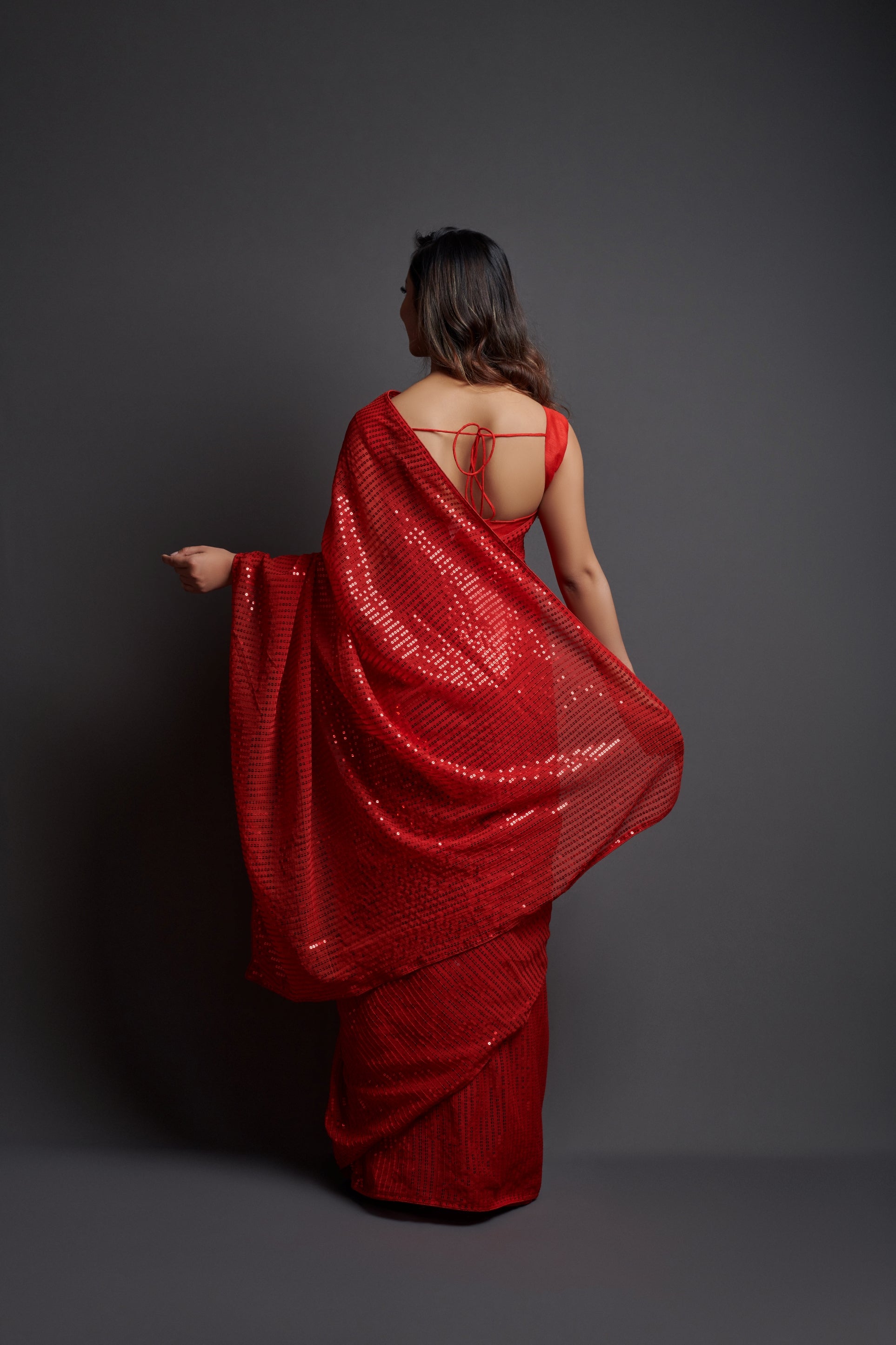 Shop Red Crepe All-Over Stone Embellished Saree for women buy from Soch  India