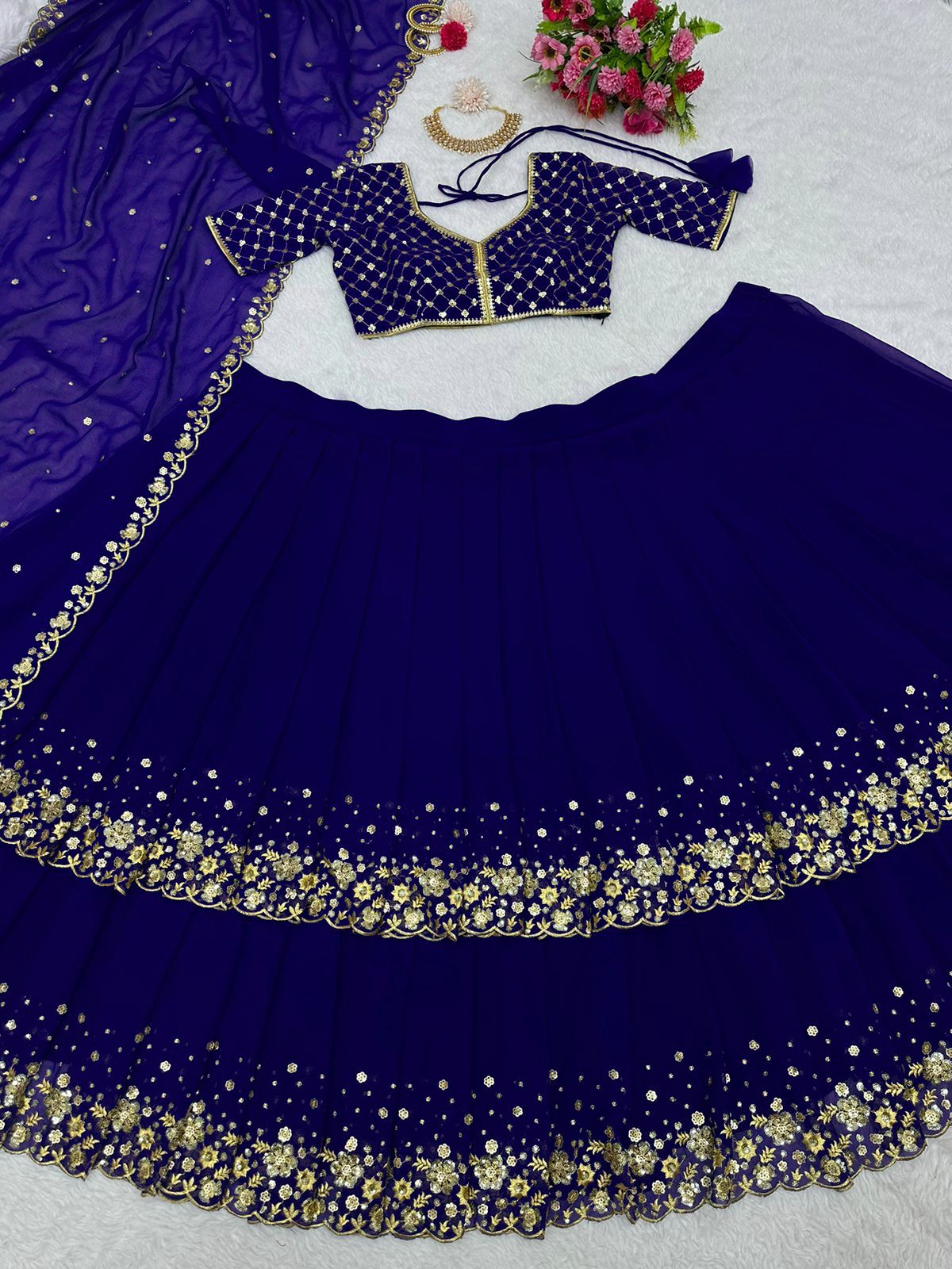 Buy Cream Silk Lehenga With Silk Choli Online - DMV11004 | Andaaz Fashion