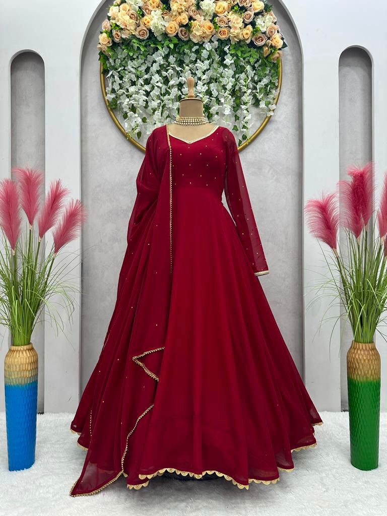 Latest red gown design best sale