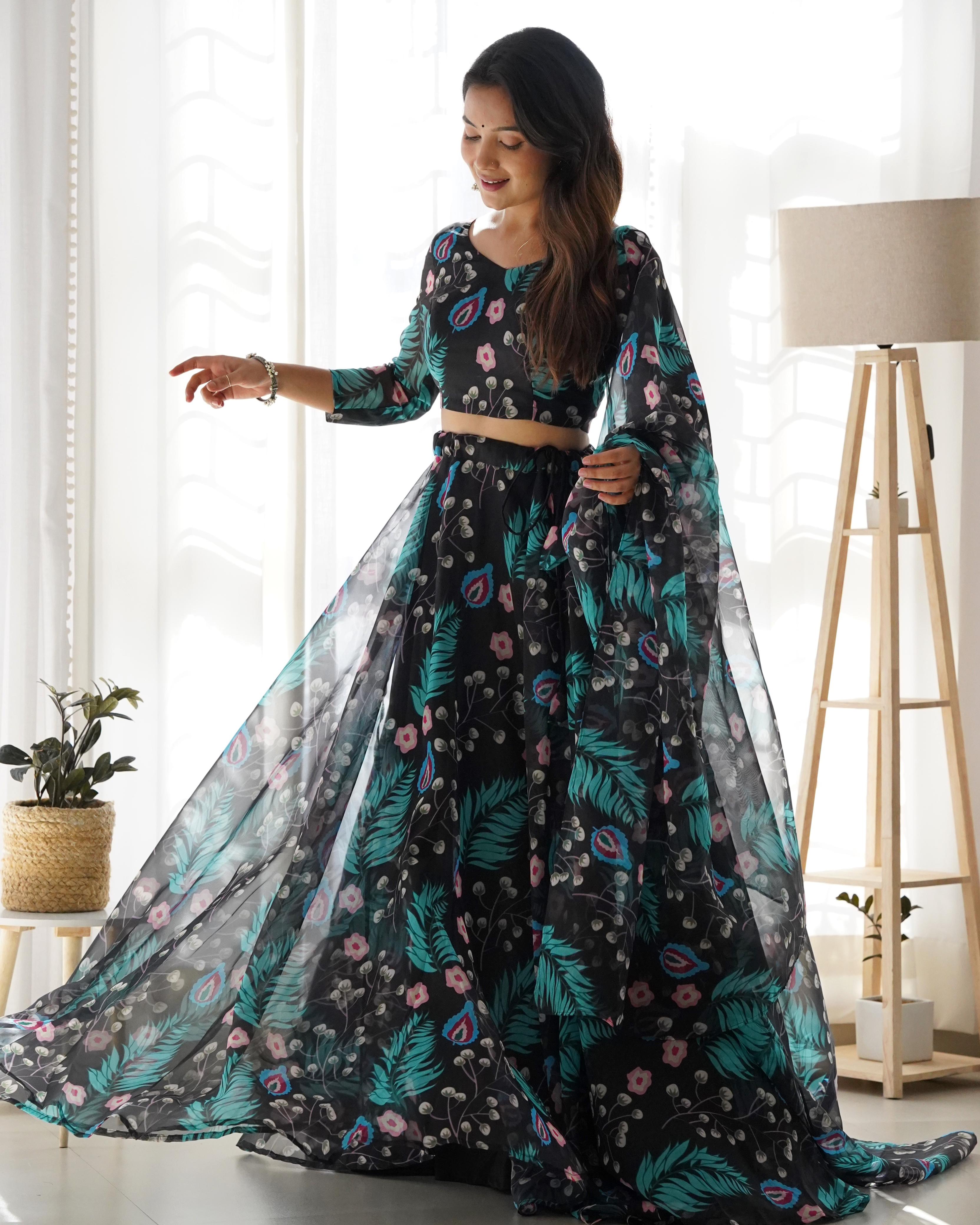 Buy online Blue Bangalore Silk Flared Lehenga from ethnic wear for Women by  Fashion Basket for ₹1859 at 60% off | 2024 Limeroad.com