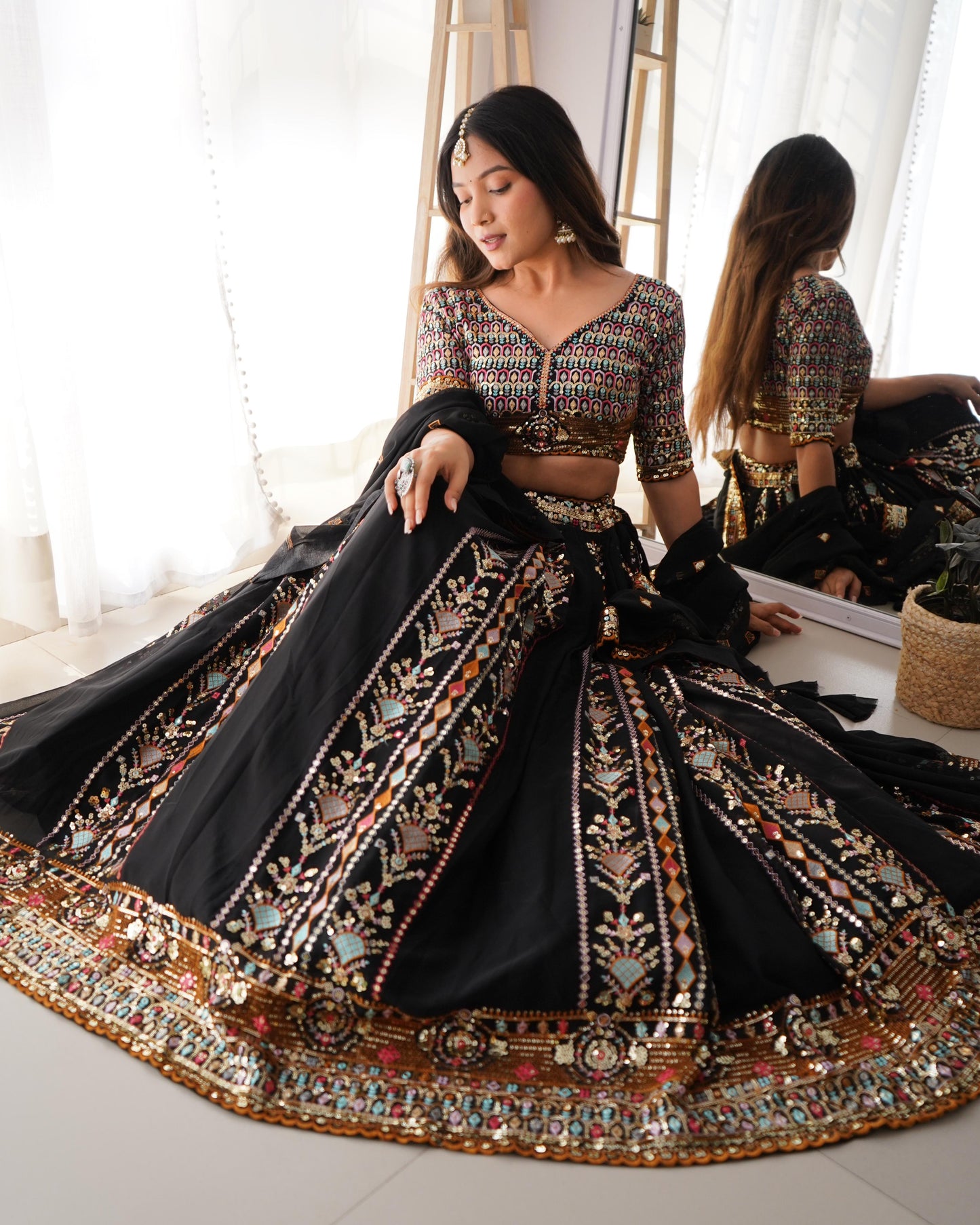 Designer traditional lehenga choli of embroidery sequence work - Joshindia