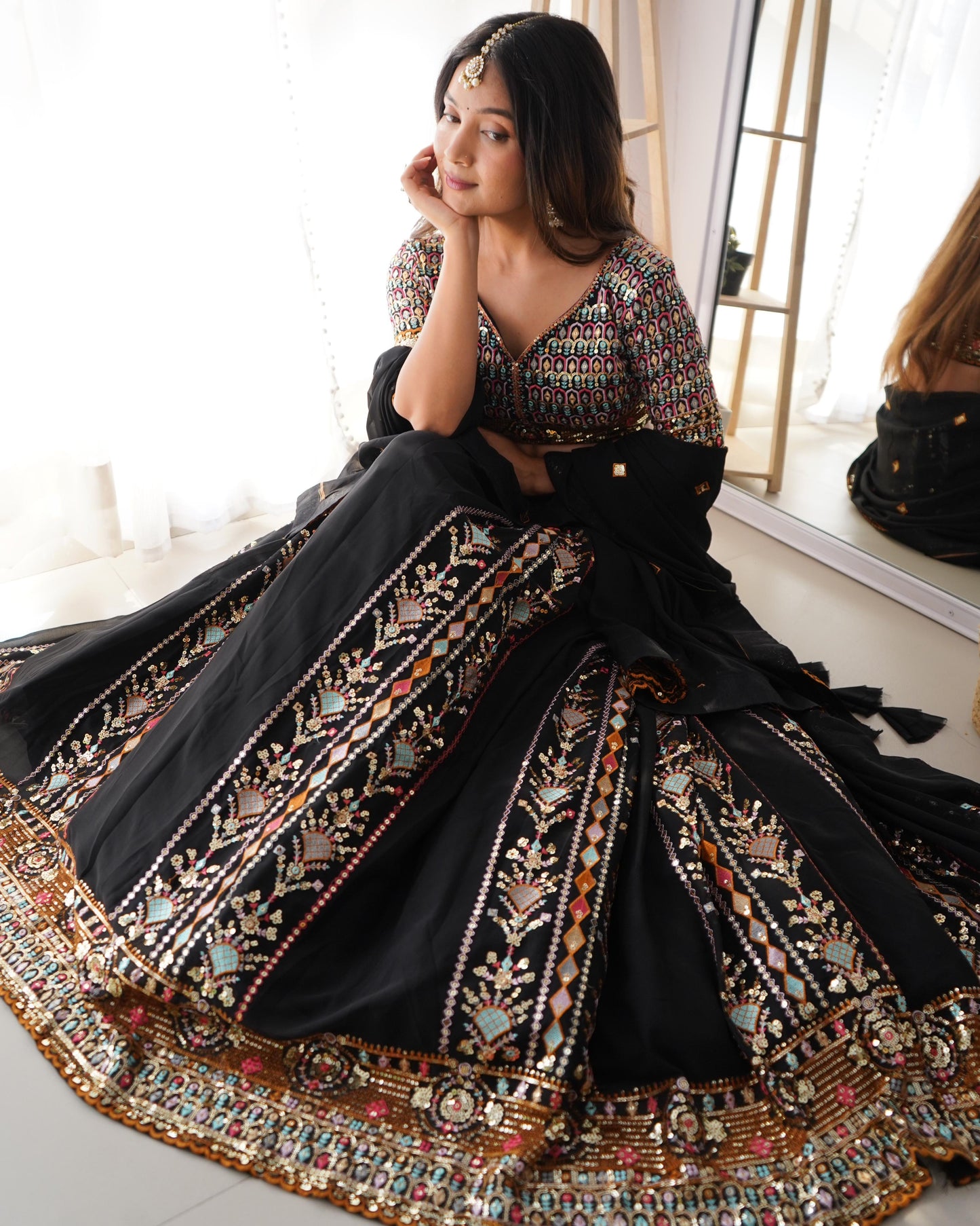 Designer traditional lehenga choli of embroidery sequence work - Joshindia