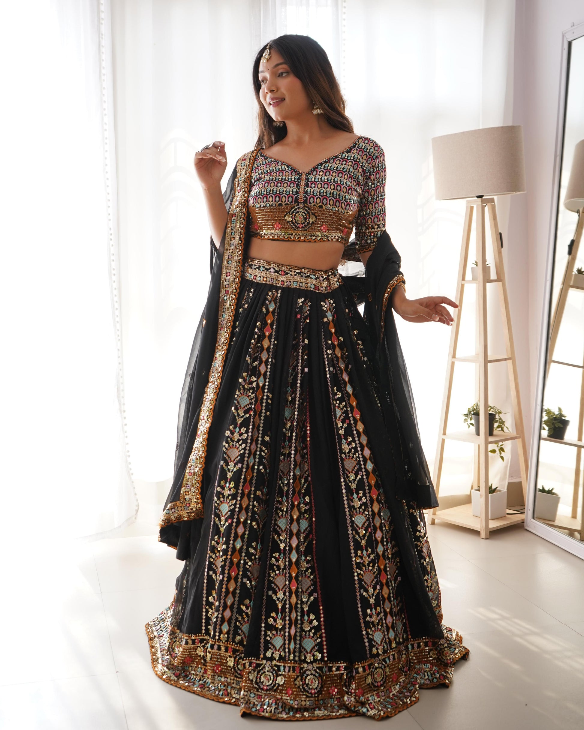 Designer traditional lehenga choli of embroidery sequence work - Joshindia