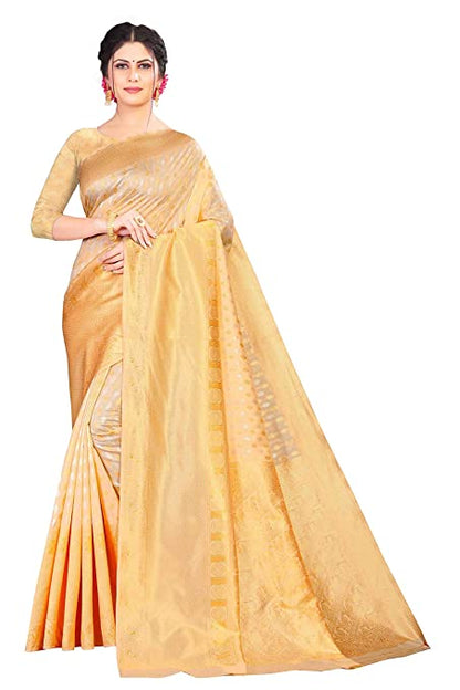 Heavy Designer Beige Color Soft Lichi Silk Saree - Joshindia