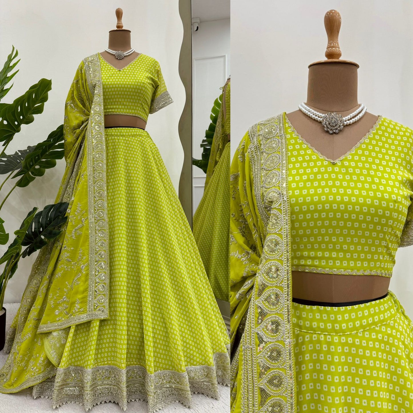 Lemon Yellow Color Party Wear Designer Digital Printed Lehenga Choli