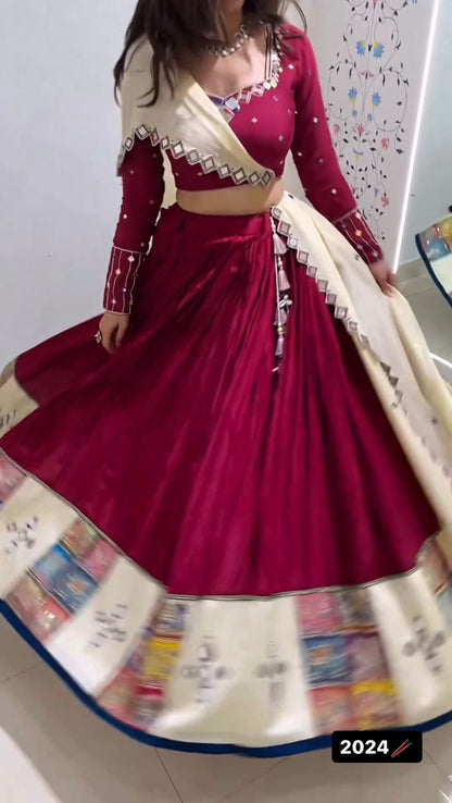 Fancy Digital Print With Real Mirror Work Navratri Lehenga Choli