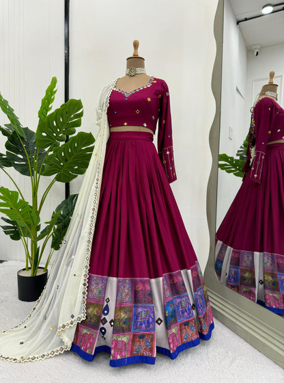 Fancy Digital Print With Real Mirror Work Navratri Lehenga Choli