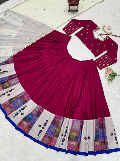 Fancy Digital Print With Real Mirror Work Navratri Lehenga Choli