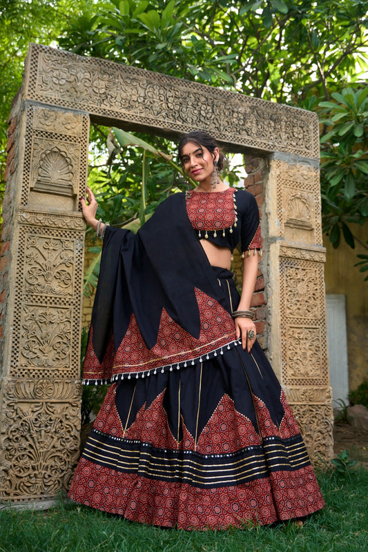 Stunning Black Lehenga Choli with Gota Patti