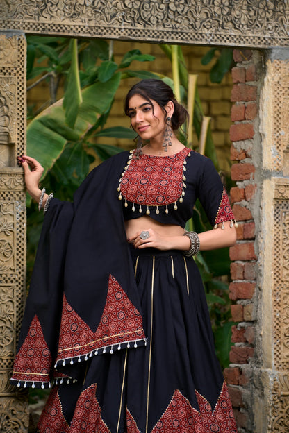 Stunning Black Lehenga Choli with Gota Patti