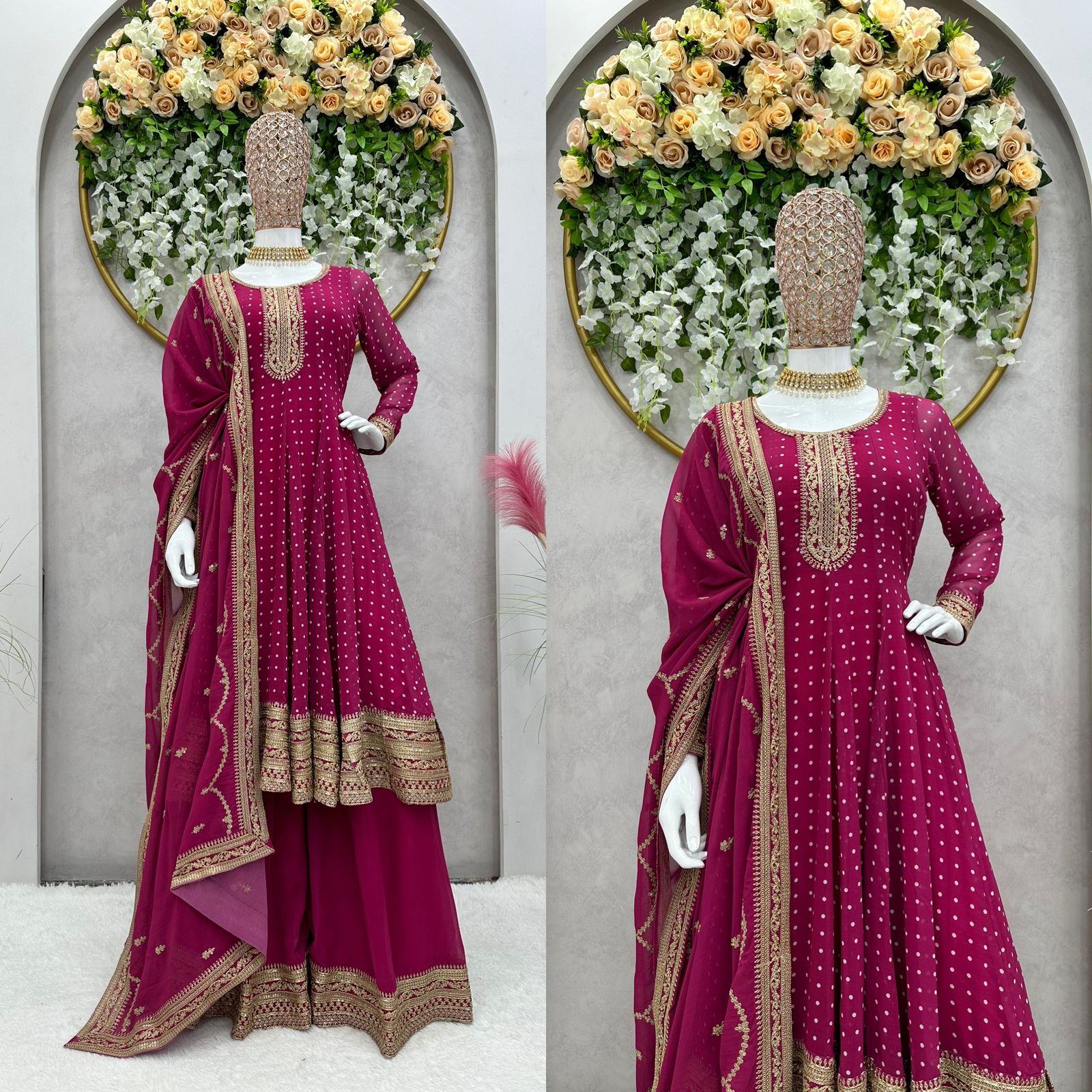 Amazon.com: SHRI BALAJI SILK & COTTON SAREE EMPORIUM Green Woman Georgette Anarkali  Gown Attached Jacket Wedding Dress 7534 : Clothing, Shoes & Jewelry