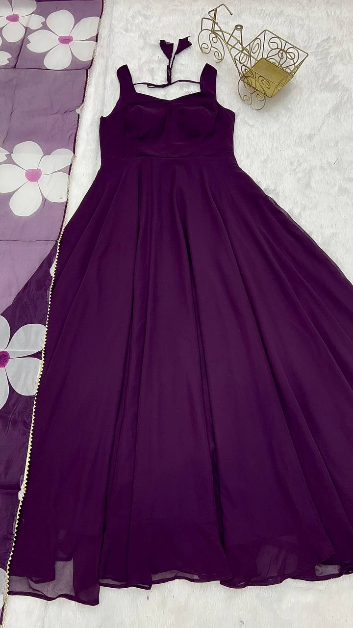 Elegant Mulberry Purple Off-shoulder Long Flowy Sleeve A-line Prom Dre –  SposaBridal