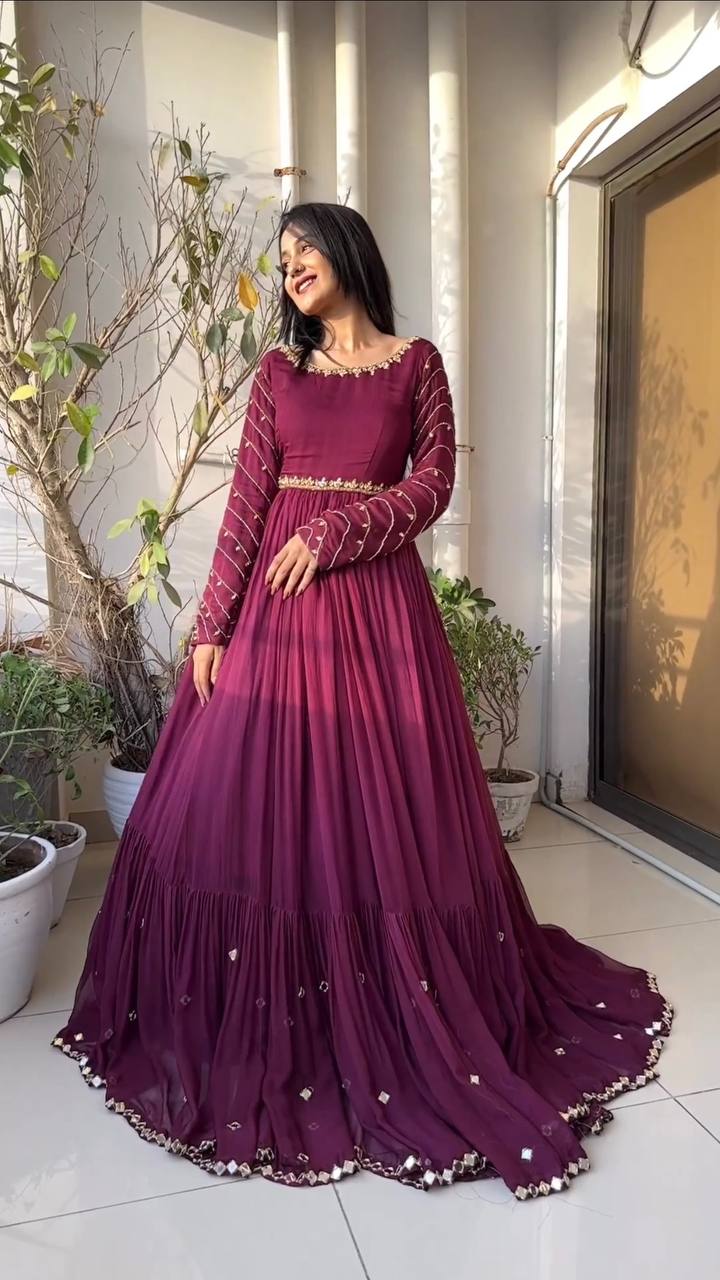 Maroon Gowns Online Shopping in India - Joshindia