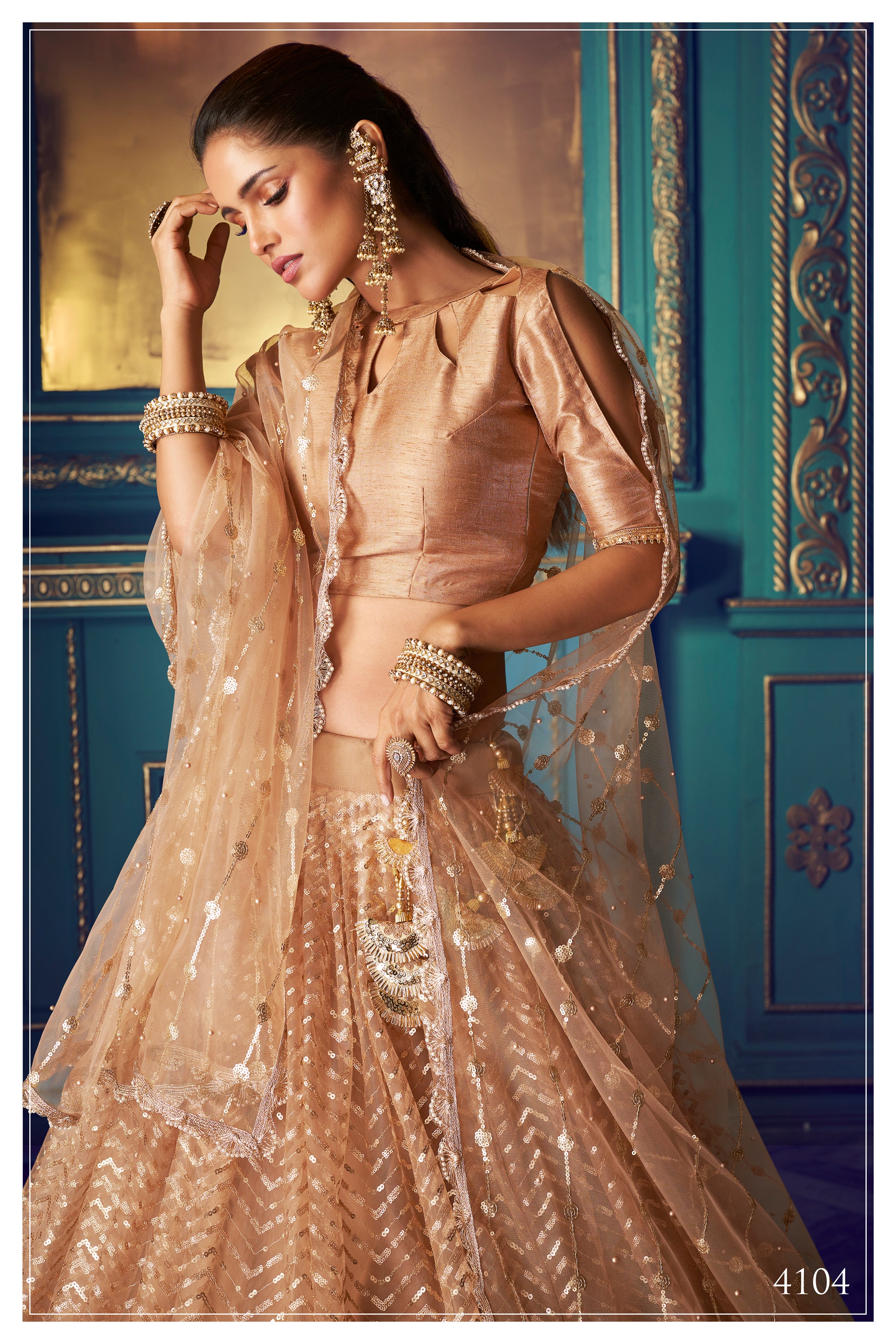 Exclusive Embroidered Art Silk Semi Stitched Lehenga Choli Peach Pink Color  DN 2027