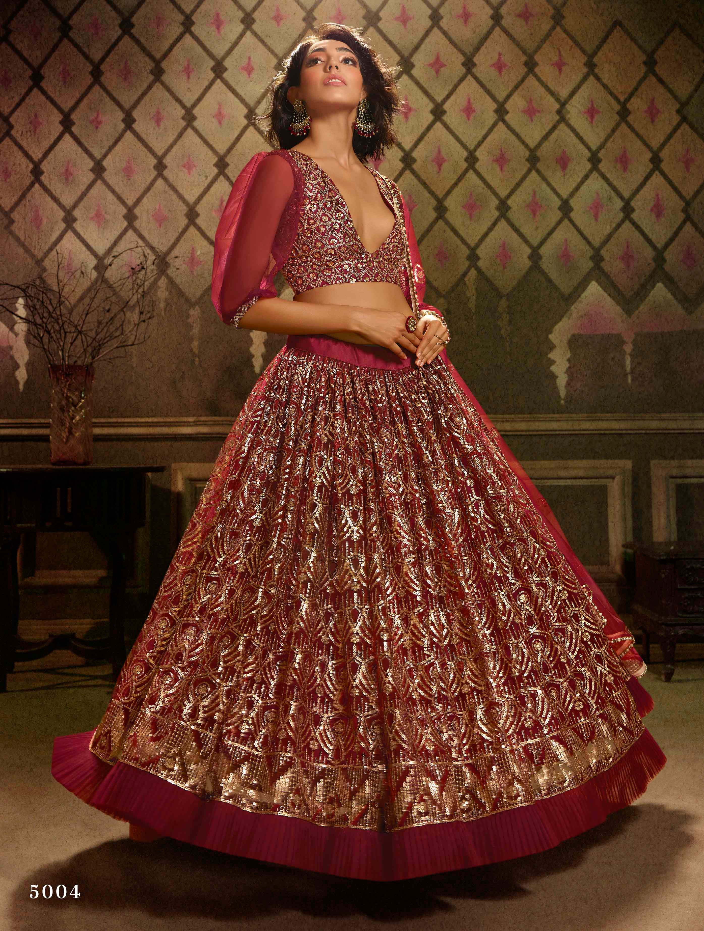 Inspiration from the sheer feminism of Indian dance forms and musical  instruments. Grace … | Indian bridal dress, Pink bridal lehenga, Latest  bridal lehenga designs