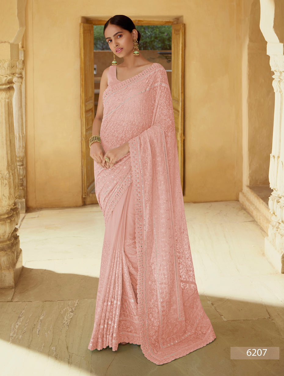 Beautiful Peach Color saree - Joshindia