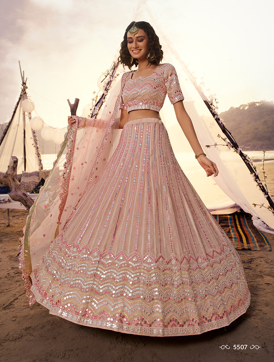 Designer Sabyasachi Inspired Virushka Fame Light Pink Color Art Silk Bridal  Lehenga Choli With Heavy Embroidery, Bollywood Style Lehenga - Etsy