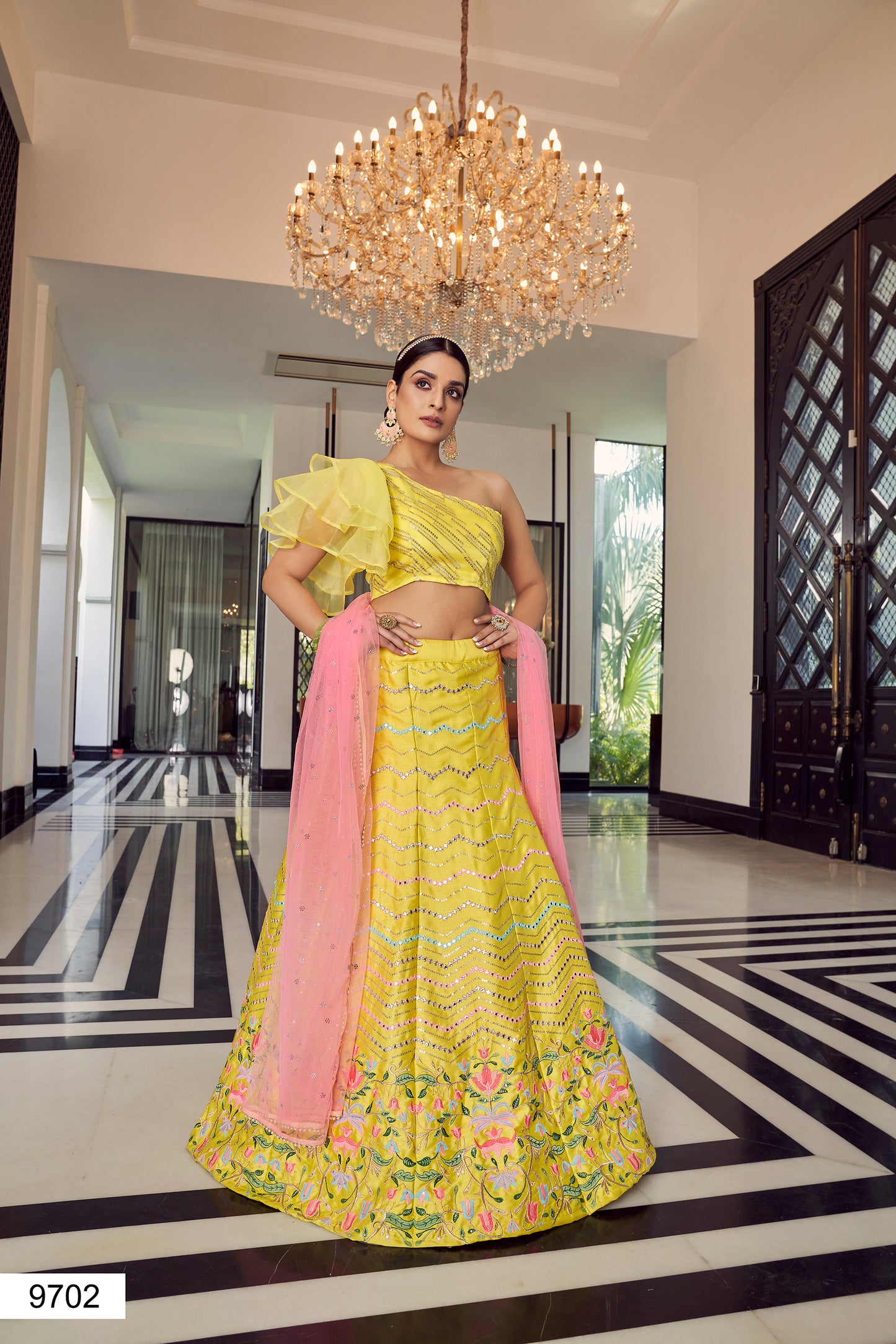 yellow color heavy designer lehenga choli - Joshindia