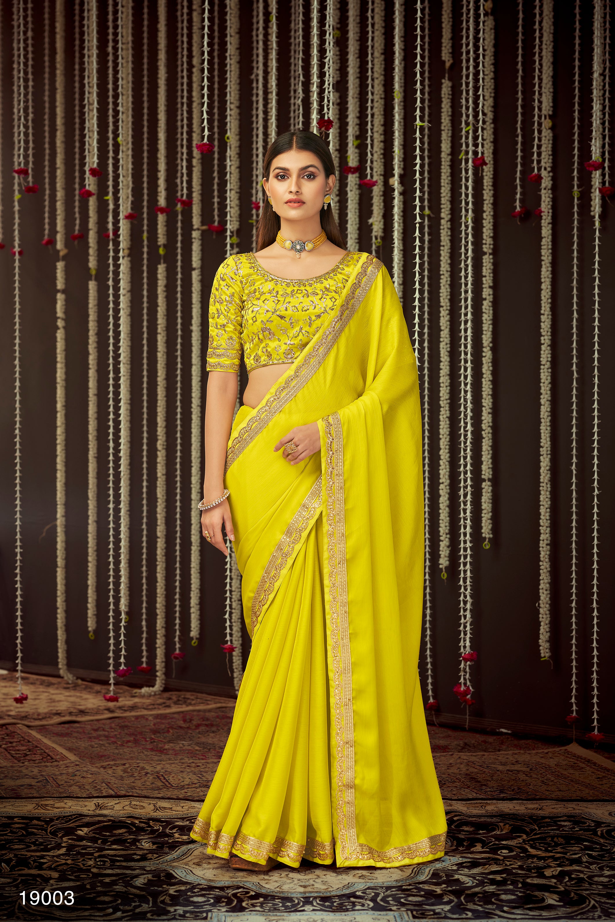 Buy Yellow Saree Set by Designer ROMAA Online at Ogaan.com