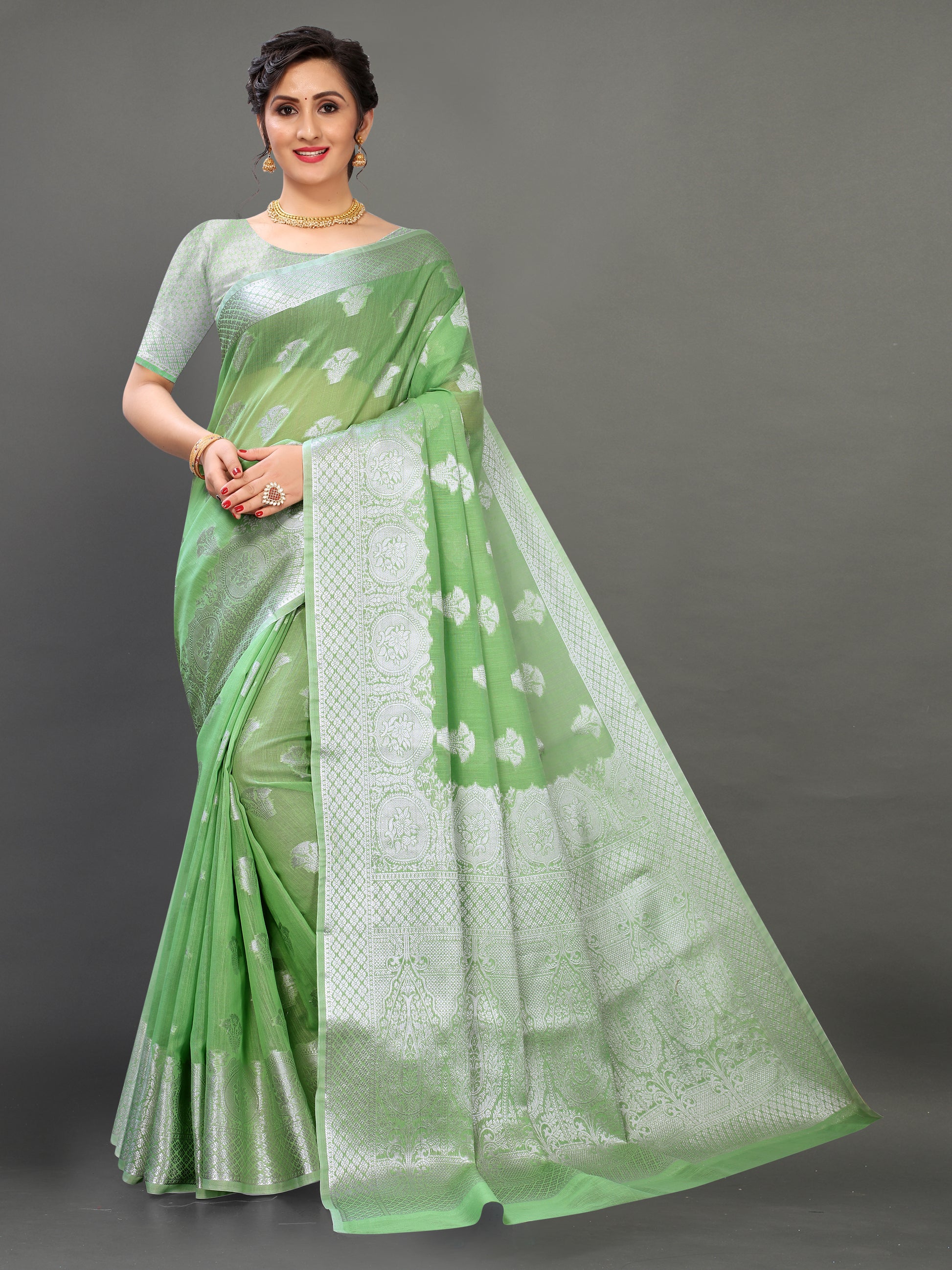 Light Green color banarasi silk saree - Joshindia