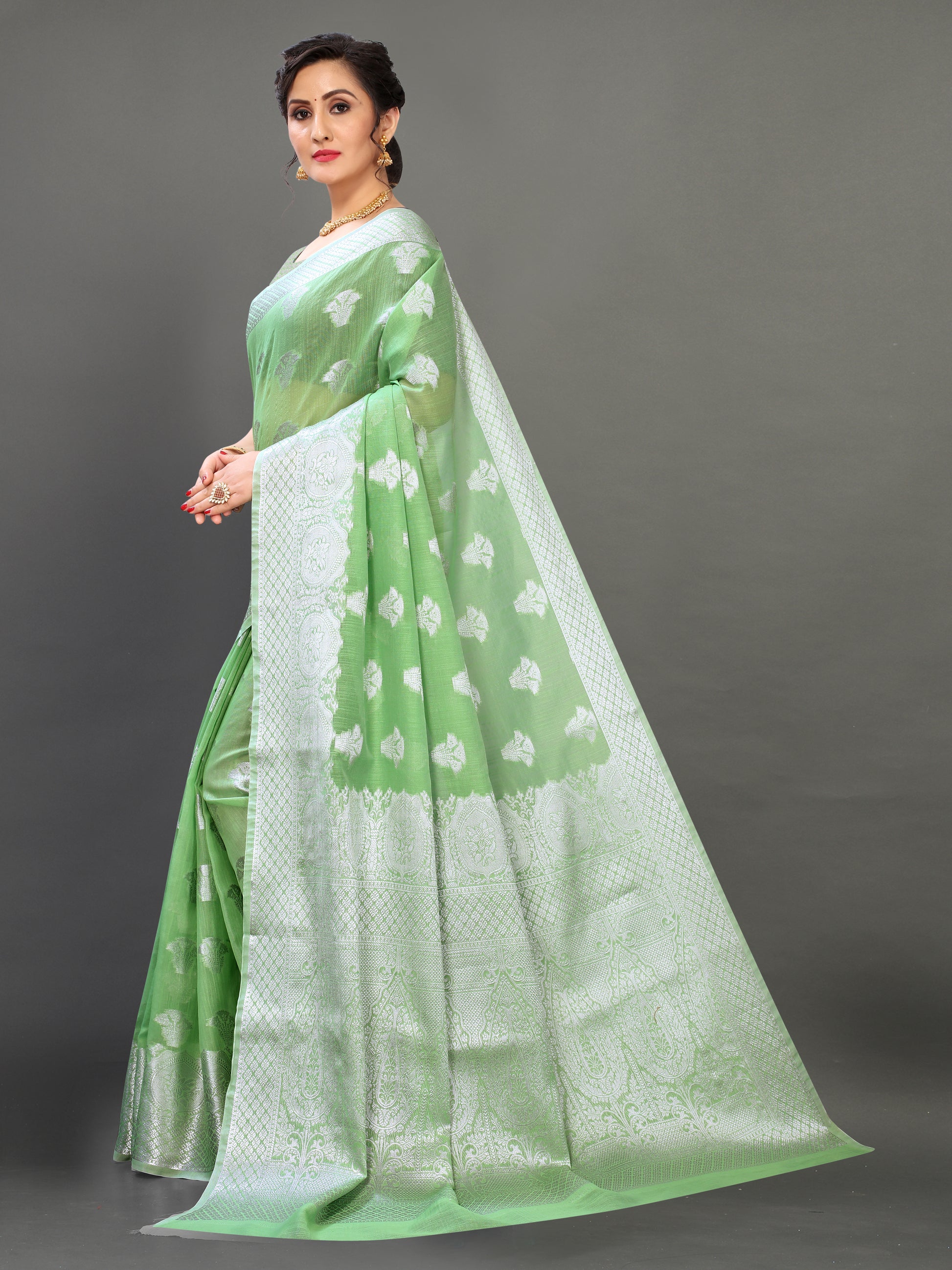 Light Green color banarasi silk saree - Joshindia