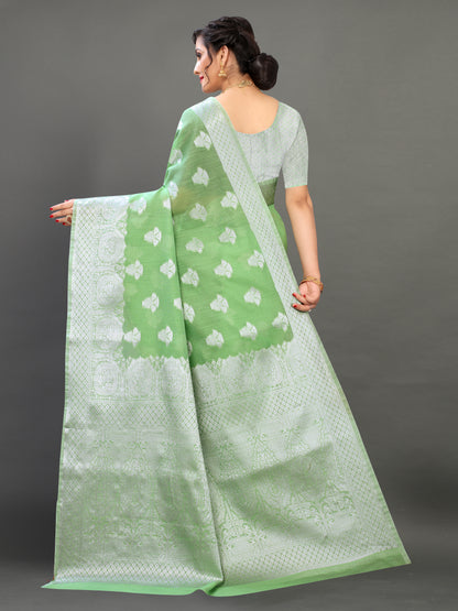 Light Green color banarasi silk saree - Joshindia