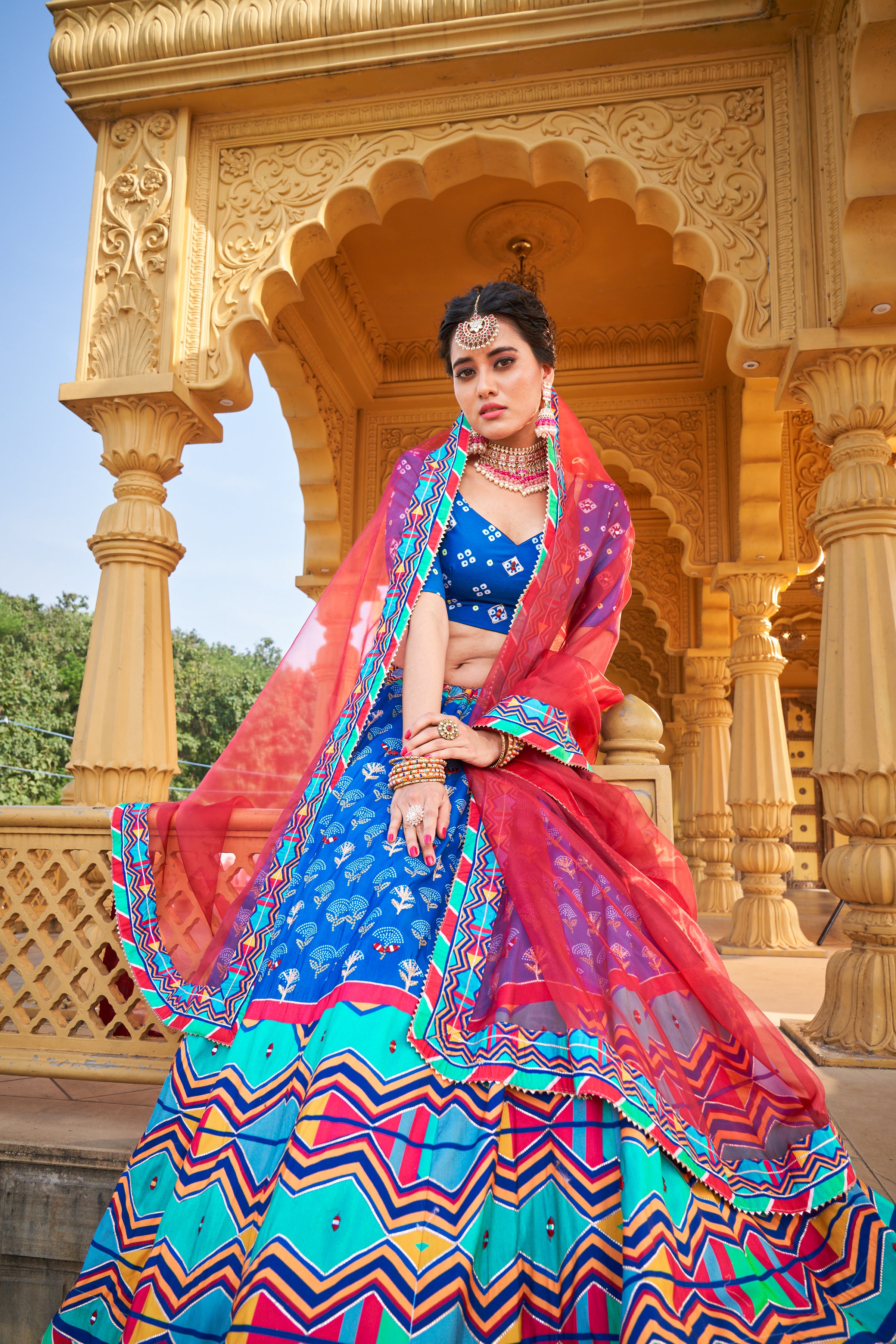 Pink And Sky Blue Floral Lehenga Choli at Rs 1,299 / Piece in Surat | Zoya  Clothing