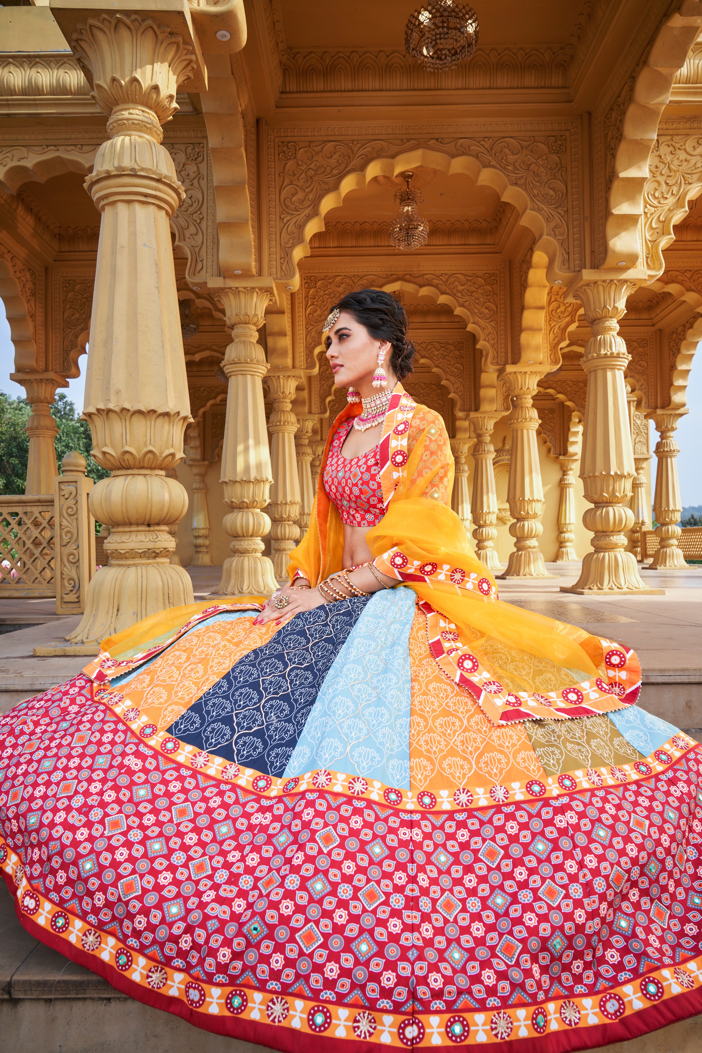 Girls Party Special Multi Color Ruffle Flared Lehenga Choli