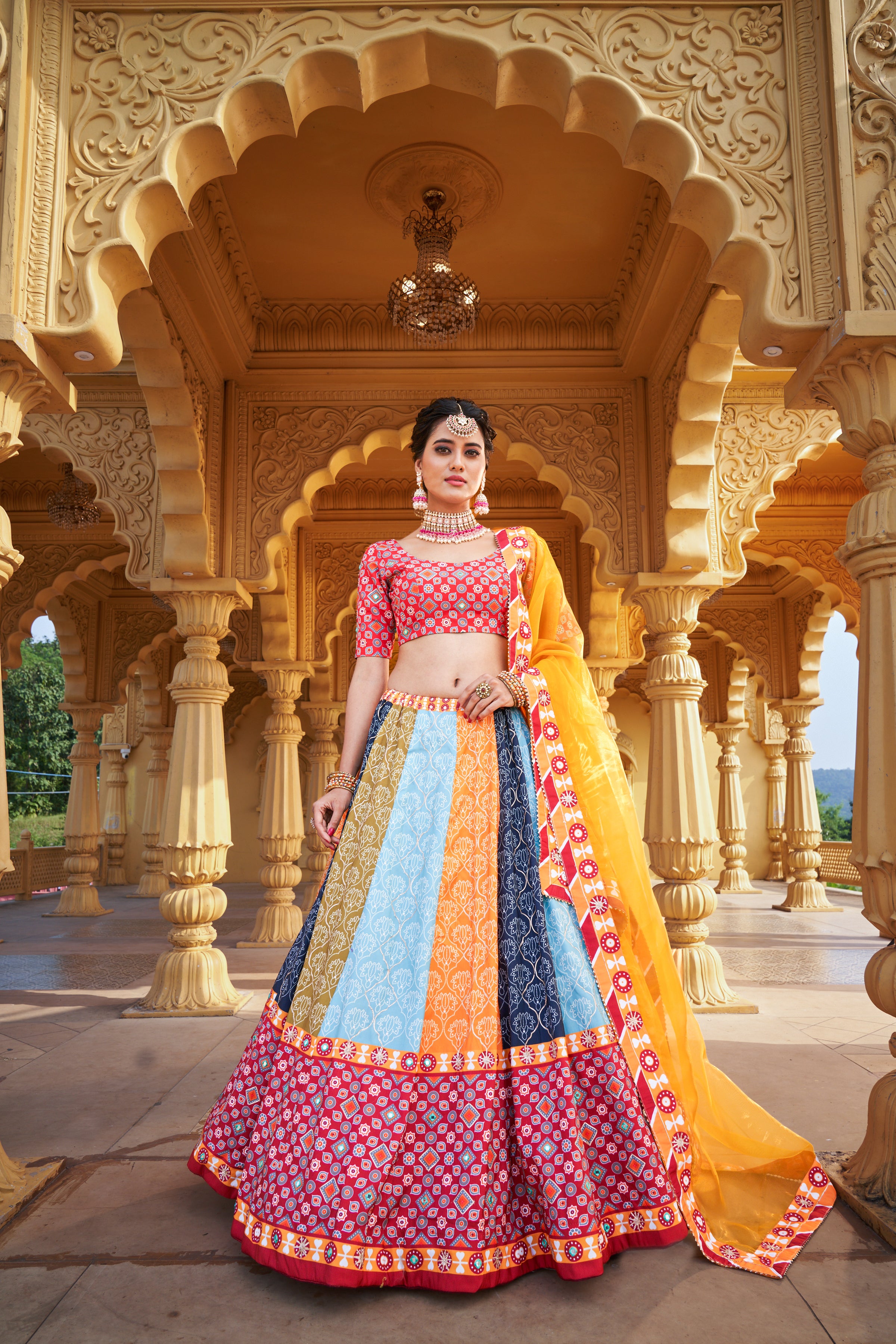 Multi-Colored Banarasi Silk Lehenga Set Design by Jiya by Veer Designs at  Pernia's Pop Up Shop 2024