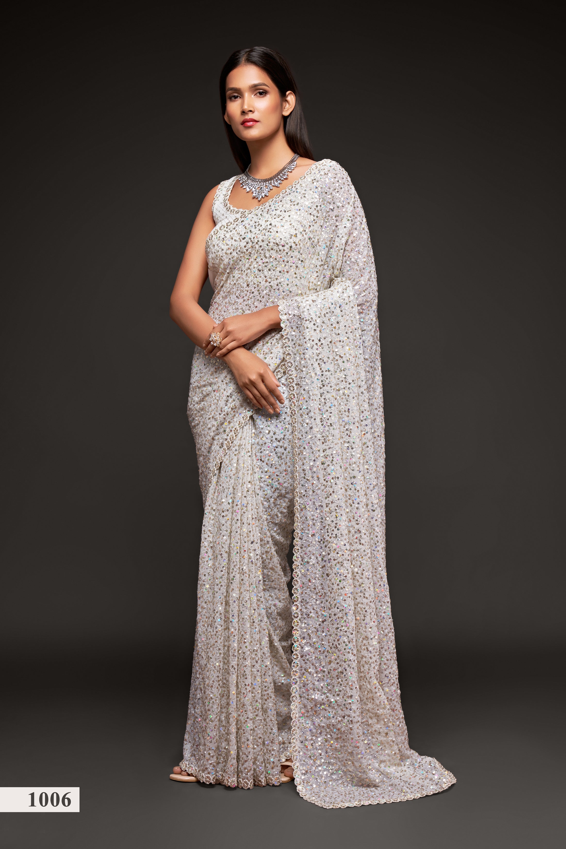 Eternal Beauty- Designer Sequin Saree – Monamaar