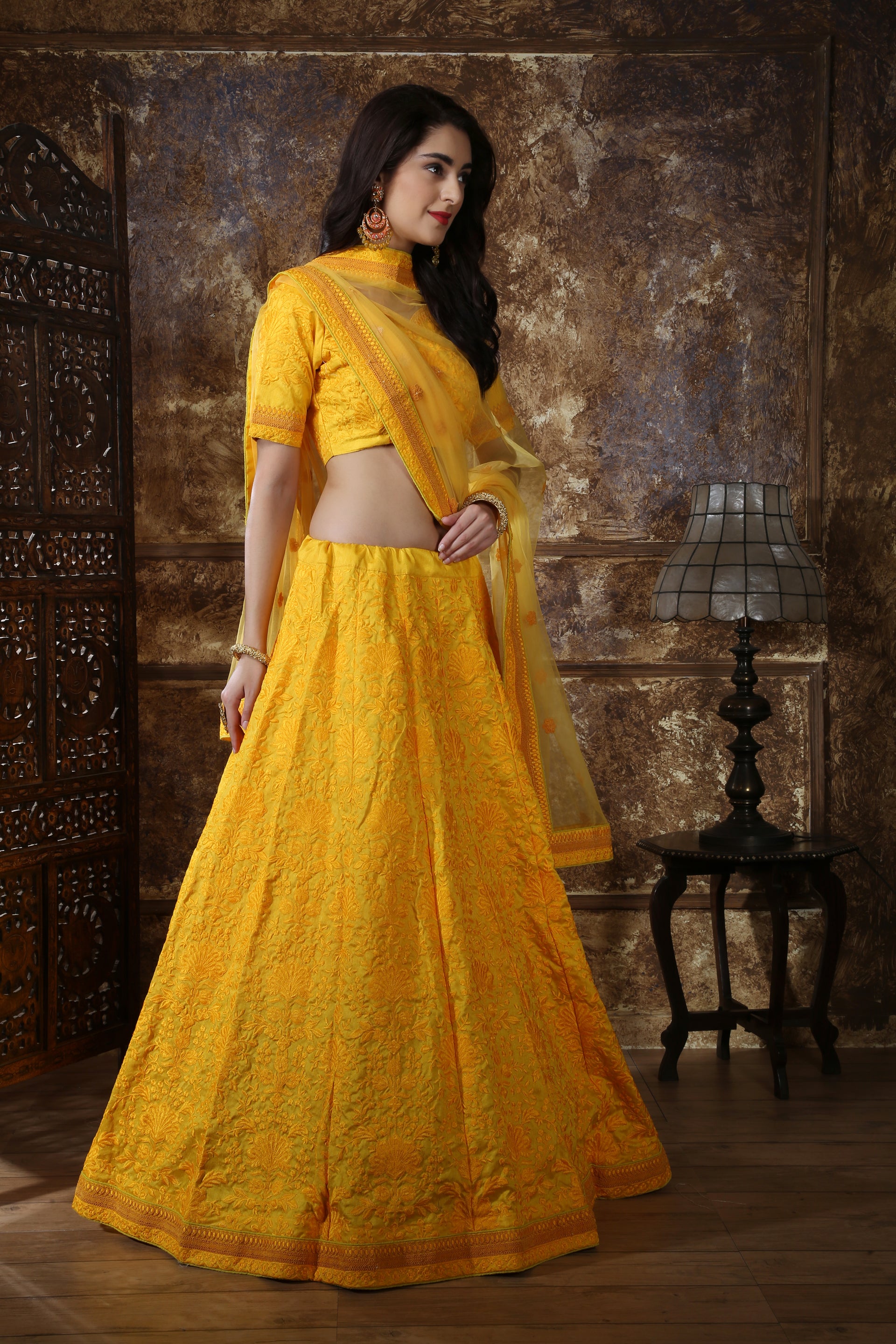 Haldi Ceremony Special Yellow Faux Georgette Sequence Work Lehenga Choli