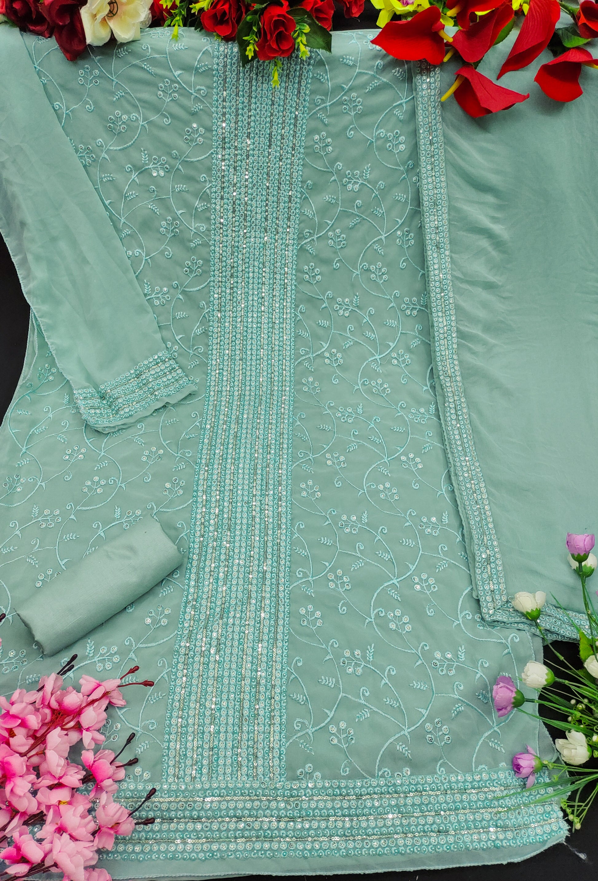 Amazing Sky Blue  Designer Salwar suit At Best Price - Joshindia