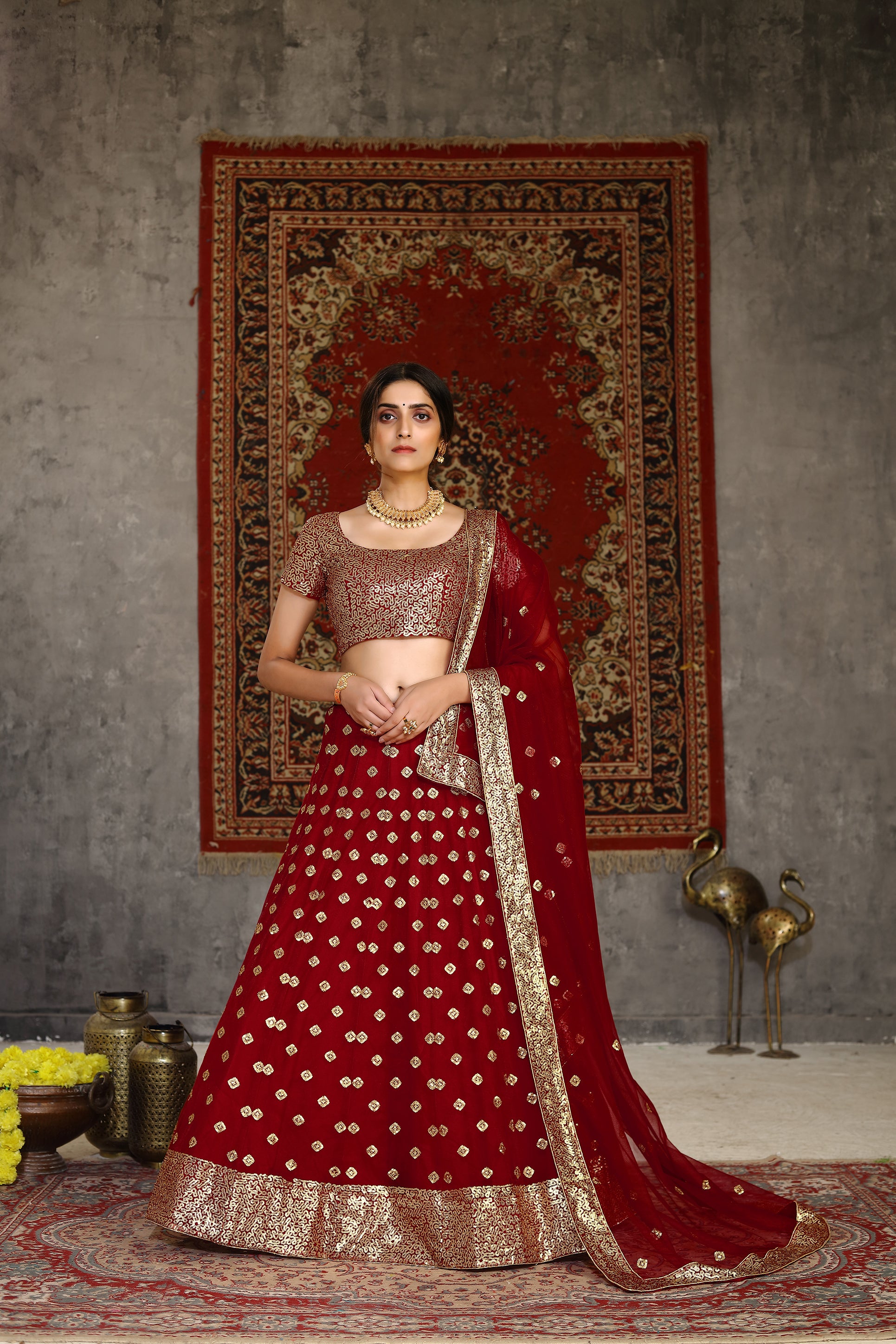 Red Georgette Embellished Lehenga Choli With Lucknawi and Sequence Work  With Soft Net Dupatta , Red Lehenga Choli , Wedding Lehenga - Etsy