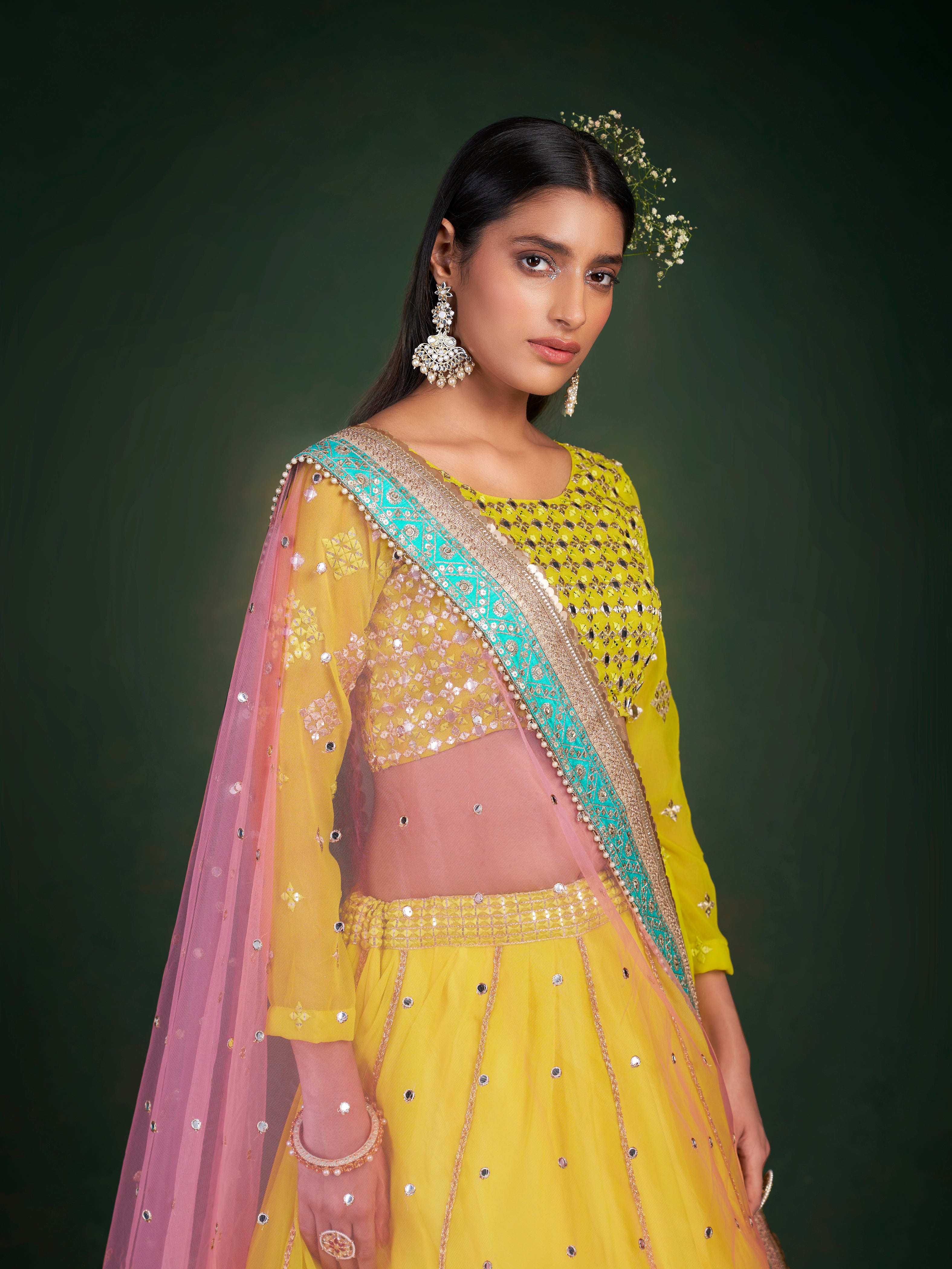 Viscose Trendy Lehenga Choli in Yellow