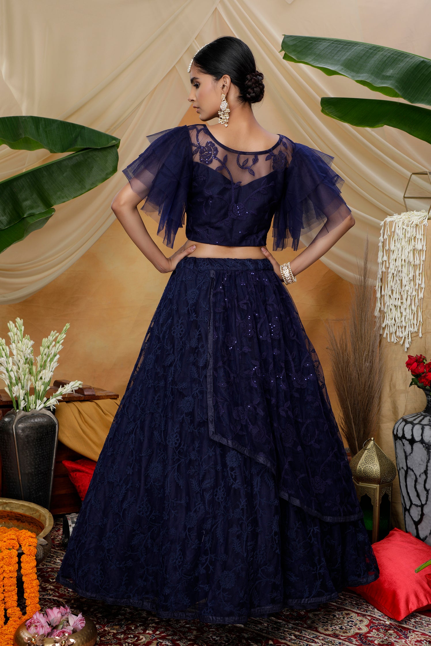Buy Navy blue Lehenga Choli Sets for Women by ZEEL CLOTHING Online |  Ajio.com