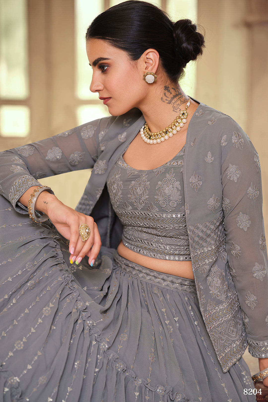 Buy Wedding Lehenga Choli - Gorgeous Peach Fancy Fabric Lehenga Choli –  Empress Clothing