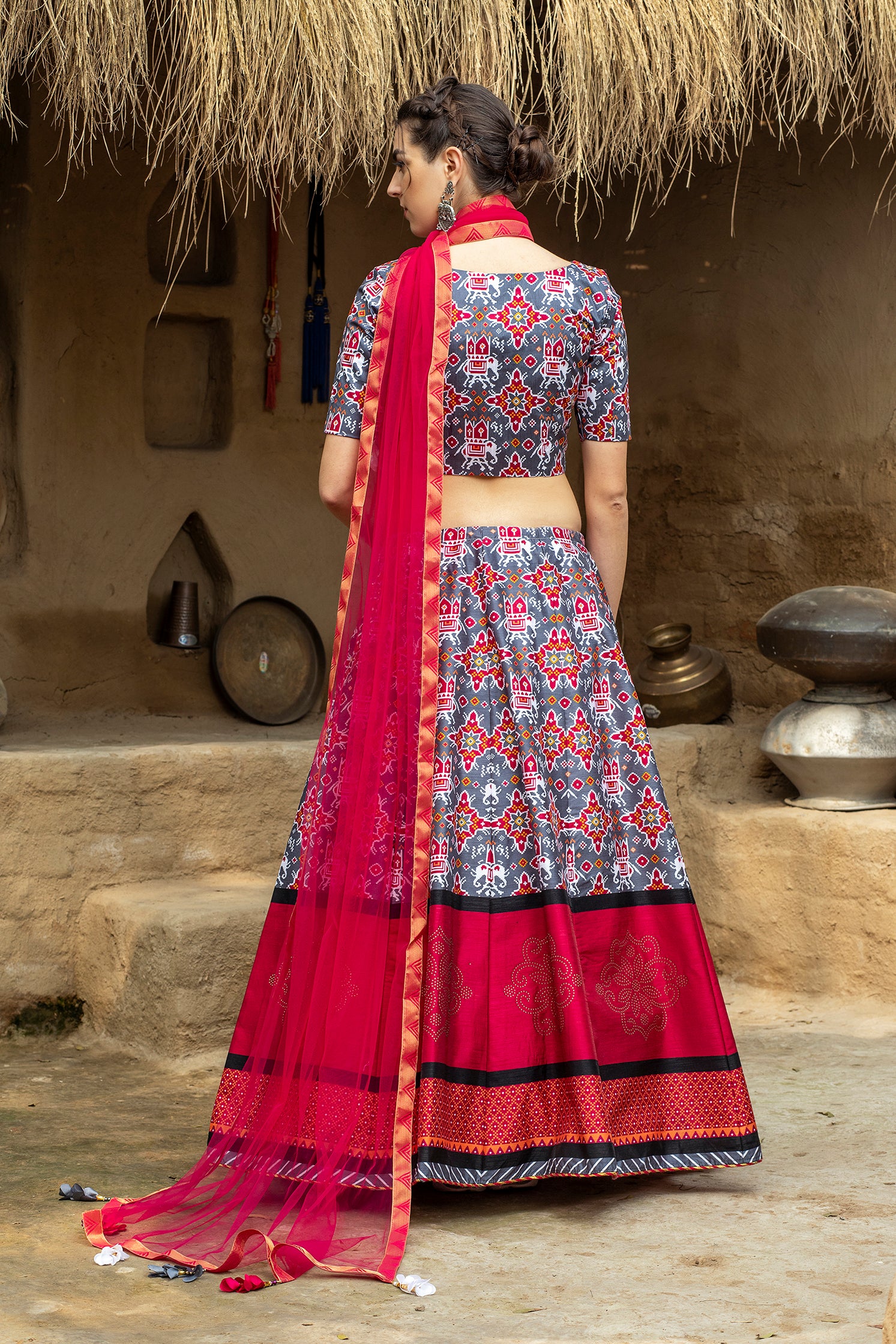 Pink color cotton silk lehenga at affordable price - Joshindia