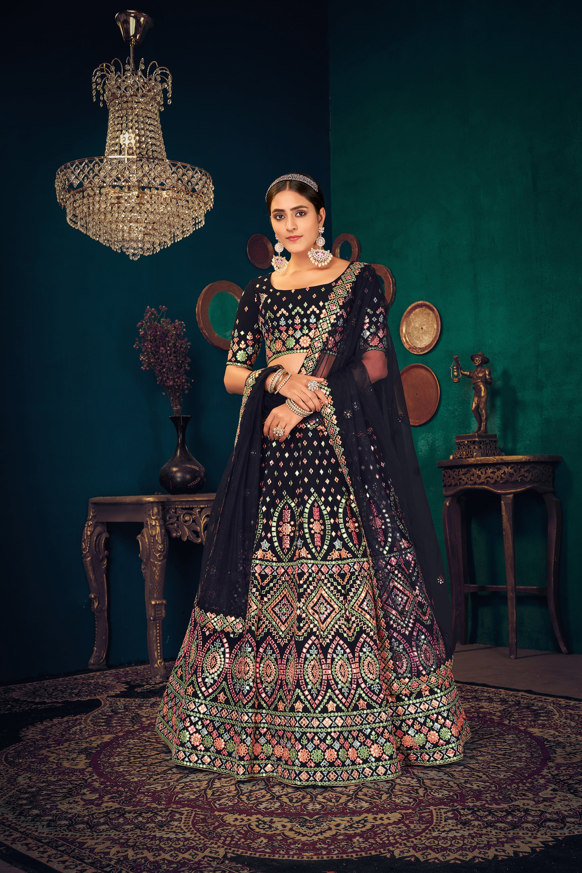 Indian designer dark green lehenga choli for wedding outfit | Dark green  lehenga, Indian outfits lehenga, Lehenga collection