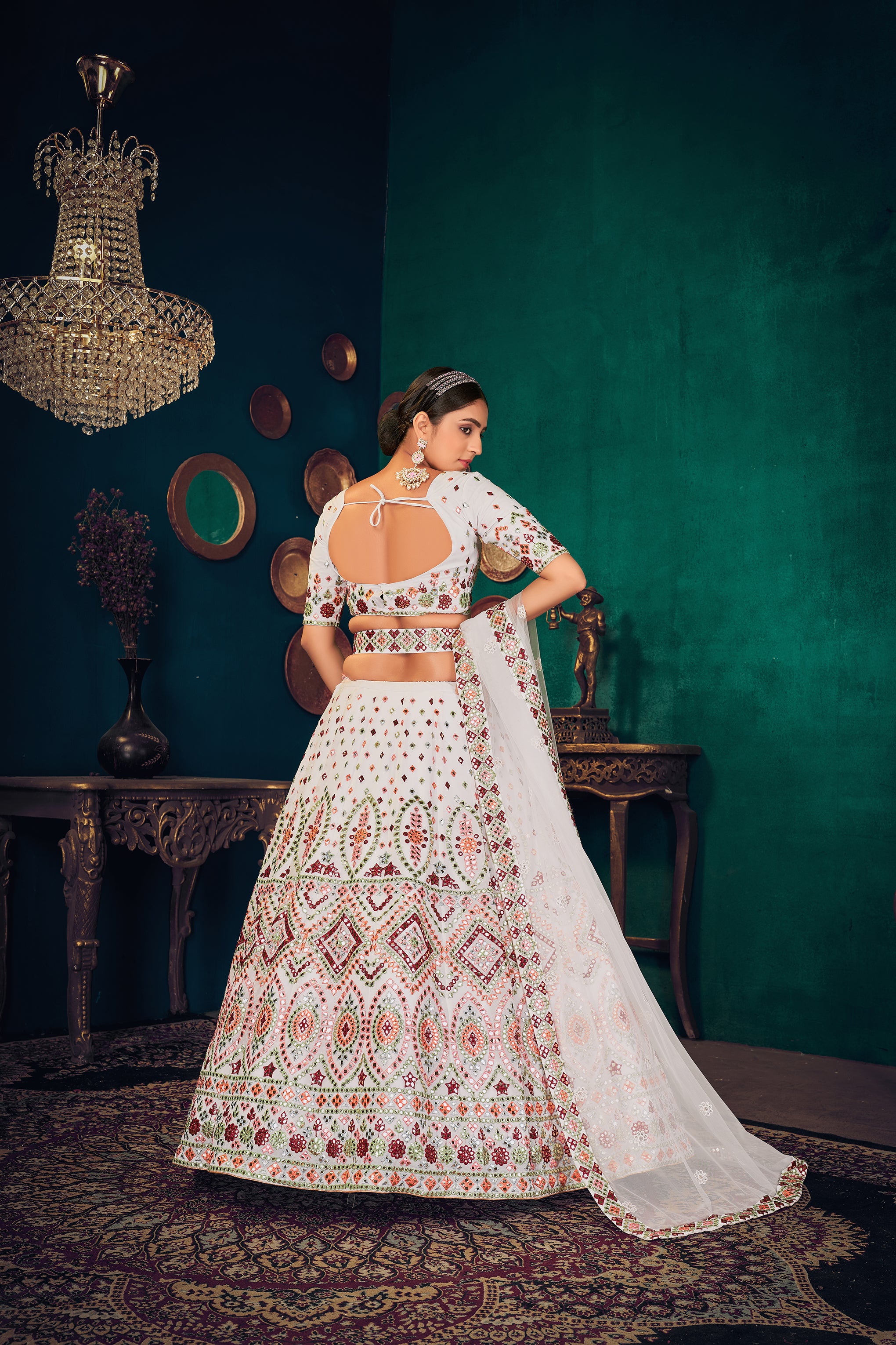 White color heavy designer lehenga choli for wedding function – Joshindia