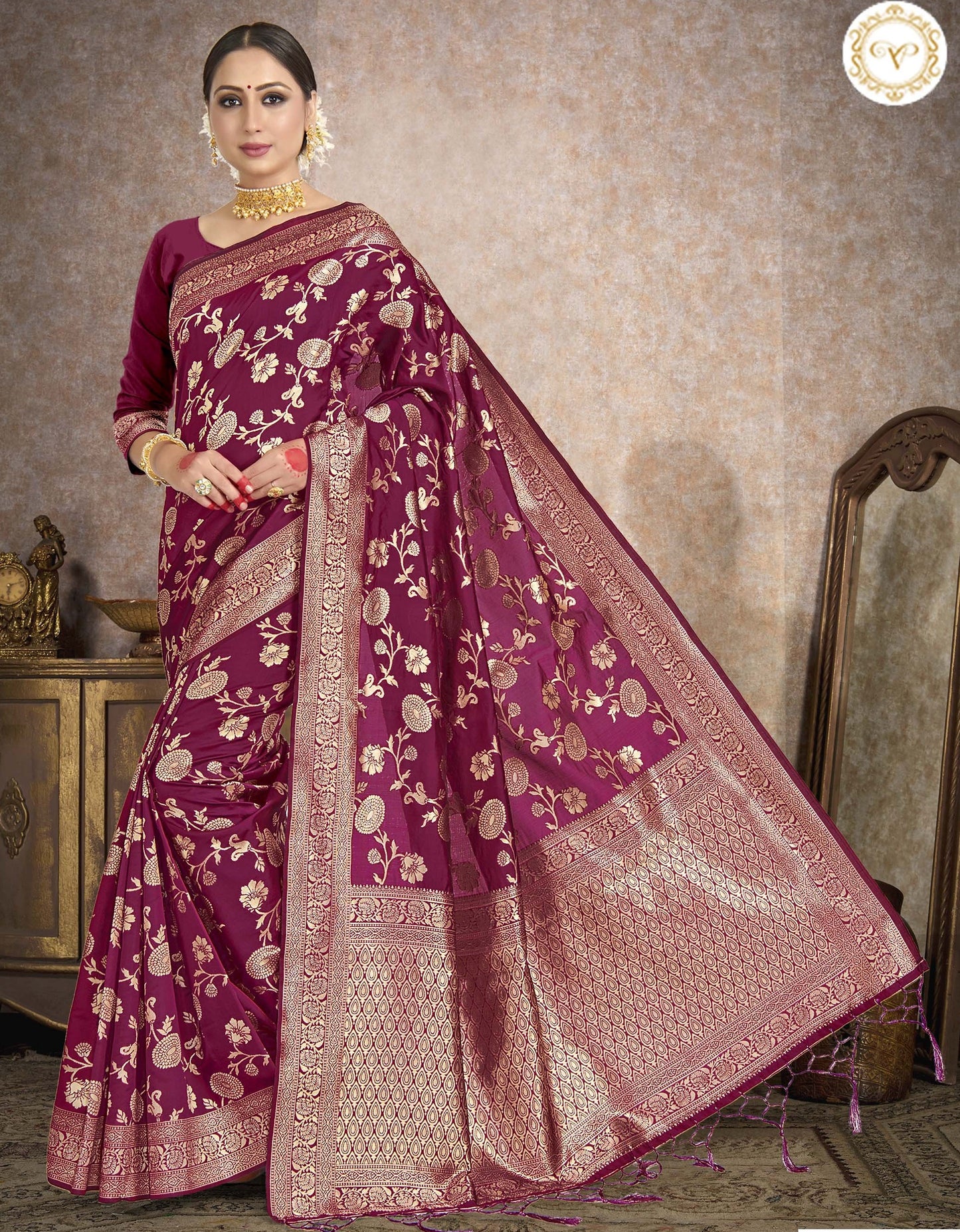 buy pink silk saree online - Joshindia