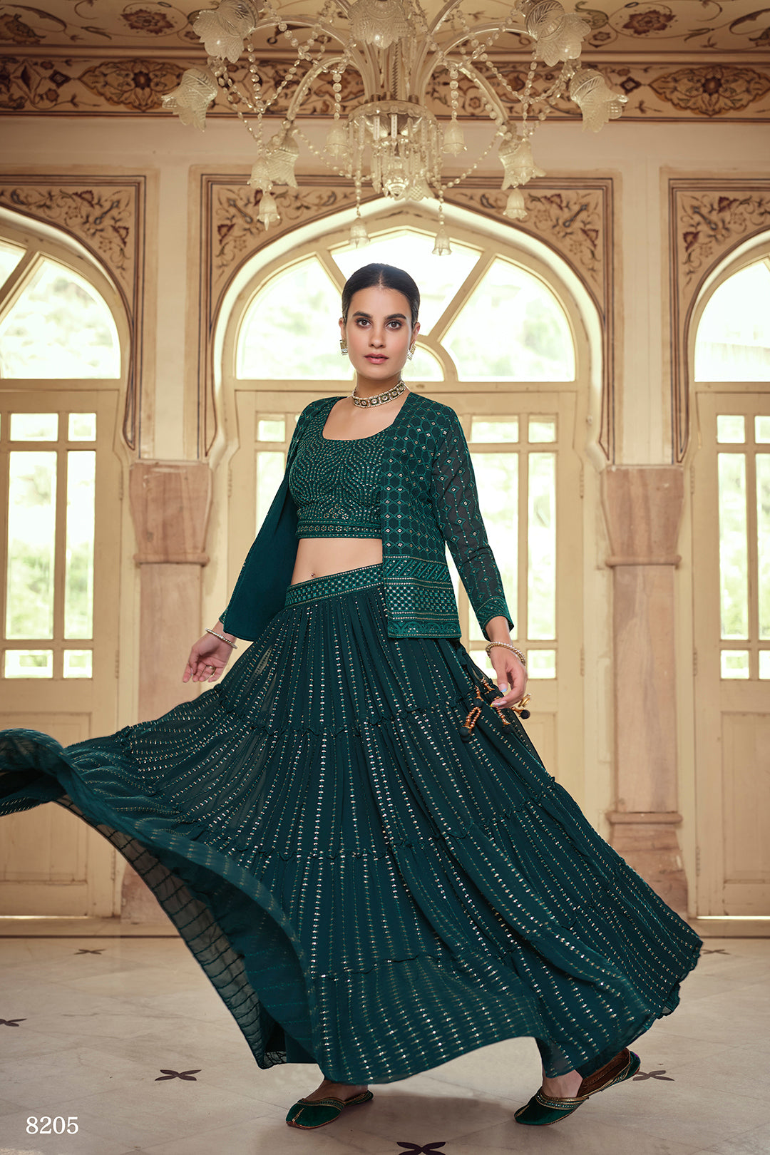 Blue Colored Designer Crop Top Lehenga With Heavy Embroidery Zari Work –  Cygnus Fashion