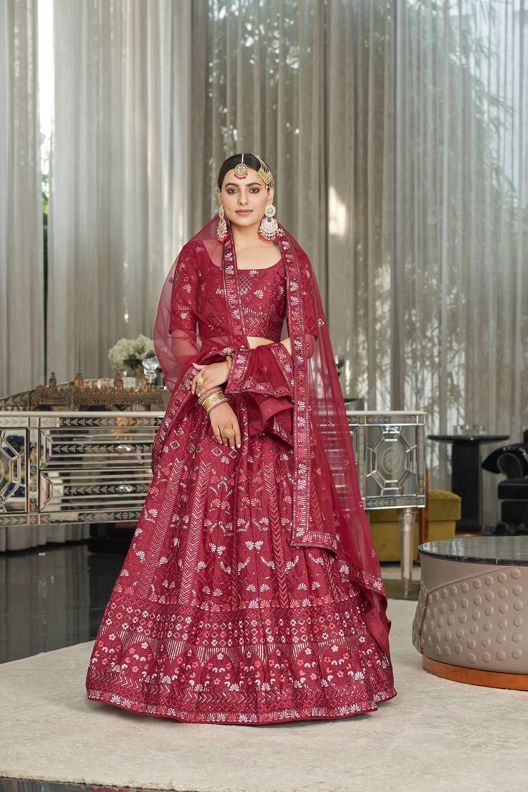 Maroon Color Bridal Lehenga Choli | Indian wedding dress, Bridal lehenga,  Indian bridal outfits